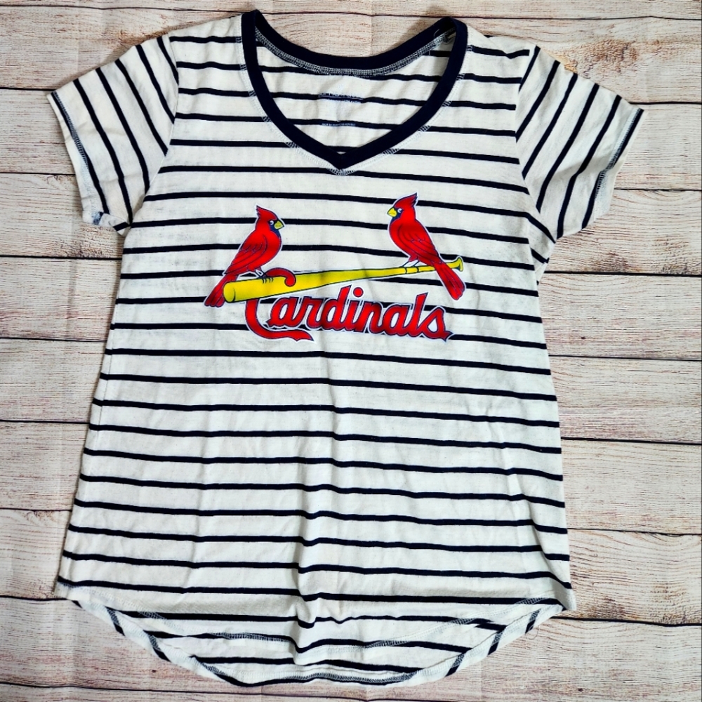 Striped St. Louis Cardinals V-neck‎ tee MLB